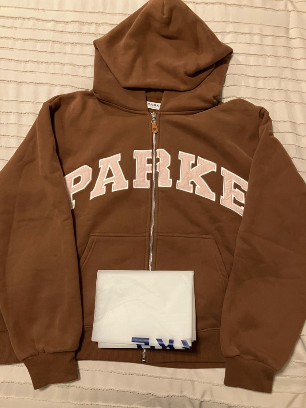 Parke L/XL Mocha and Rose Full-Zip Hoodie